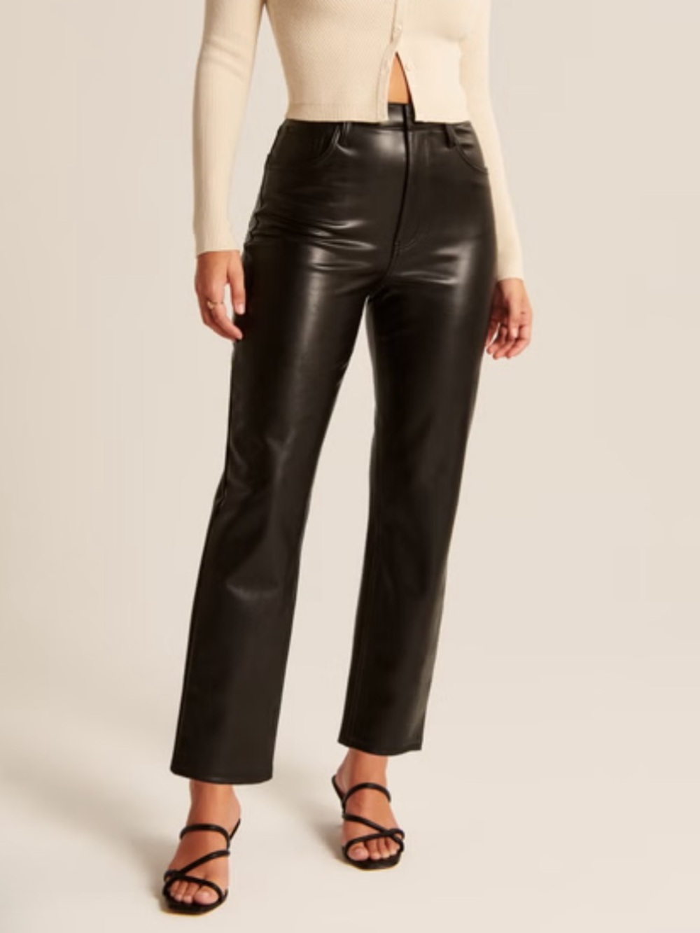 Abercrombie & Fitch Leather High-Rise Ankle Straight Pants